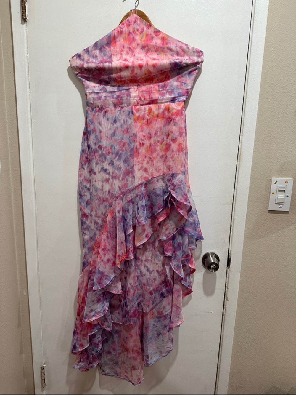 REVOLVE x Amanda Uprichard Carlina Dress in Cotton Candy floral strapless - Picture 2 of 10
